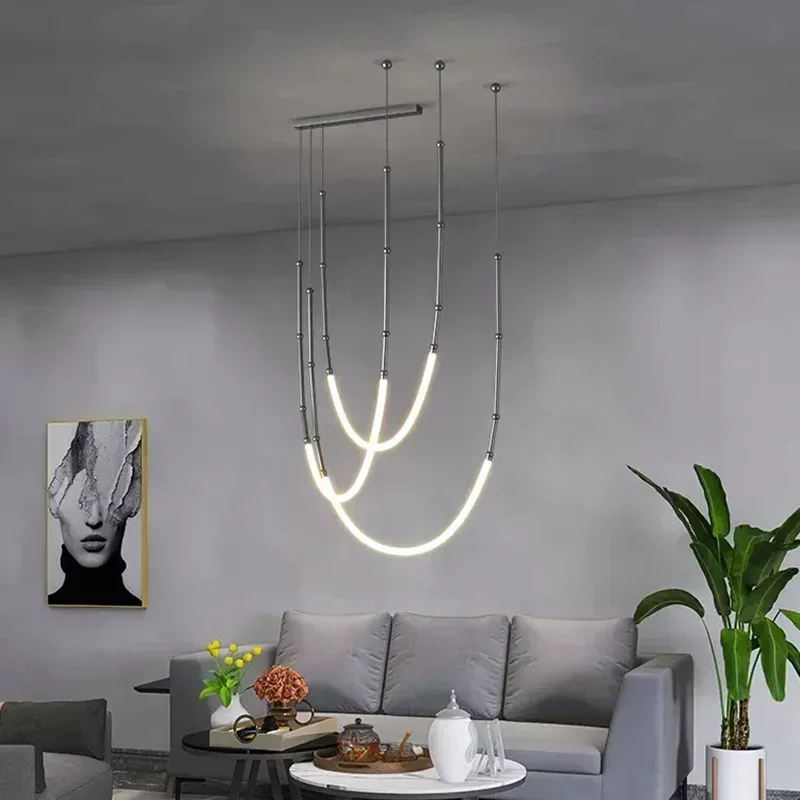 Nordic Modern Art Line Led Pendant Lights Hanging Lamp For Dinning Room/Living Room Home Art Decoration Light Fixture