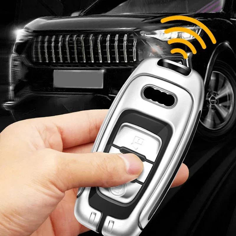 Zinc Alloy Car Smart Remote Key Case Cover Holder Shell For Audi A8 d3 d4 d5 4h Protector Key Bag Keychain Interior Accessories