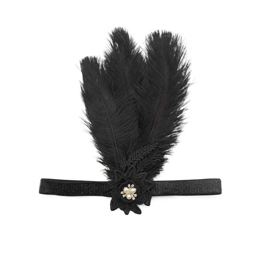 1PC Costume Party 20s-style headband Women\'s Feather Headband 1920s vintage black feather headband