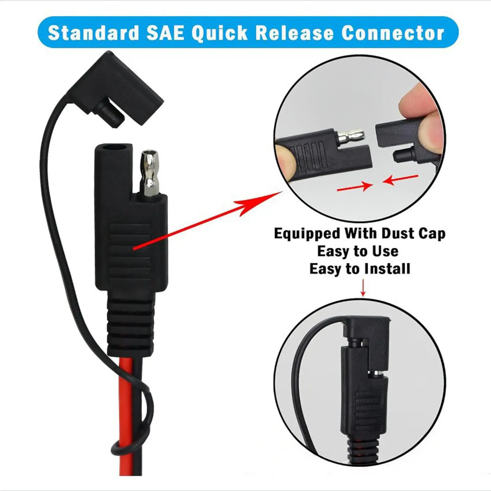 

Кабель SAE Кабель для зарядки аккумулятора с кнопкой Быстрый разъем Адаптер SAE для автомобильной газонокосилки ATV RV Мотоцикл Трактор Прицеп