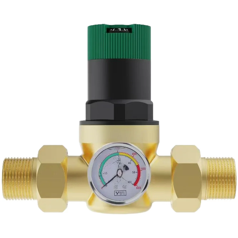 1 Pcs Adjustable Brass Water Pressure Regulator Valve Anti Leak Design With Filter For Household Plumbing Systems 3/4 Inch