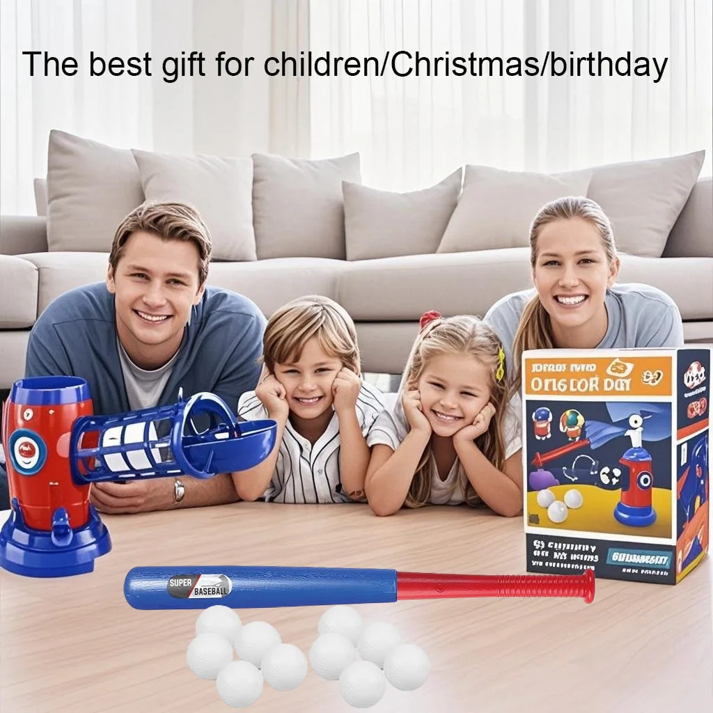 Fully automatic children's baseball machine, plastic baseball toy set, including 10 balls, baseball training equipment, Thanksgi