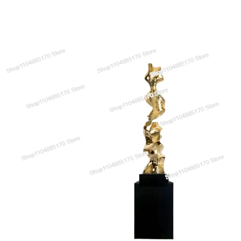 

Wholesale Modern Art Statues Home Decor Resin Crafts Electroplating Shiny 1.3 M High Abstract Sculpture with Marble Base