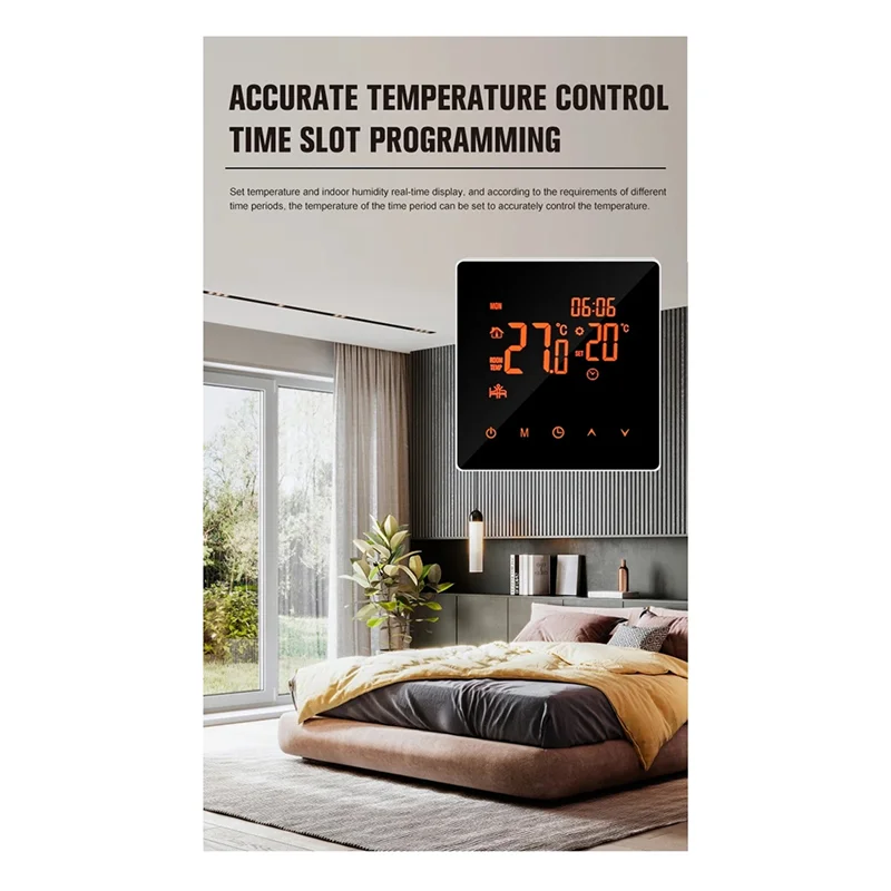 ABLL-Tuya Wifi Wireless Thermostat Touch Screen Temperature Controller Water/Electric Floor Heating Gas Boiler For Alexa(16A) Du