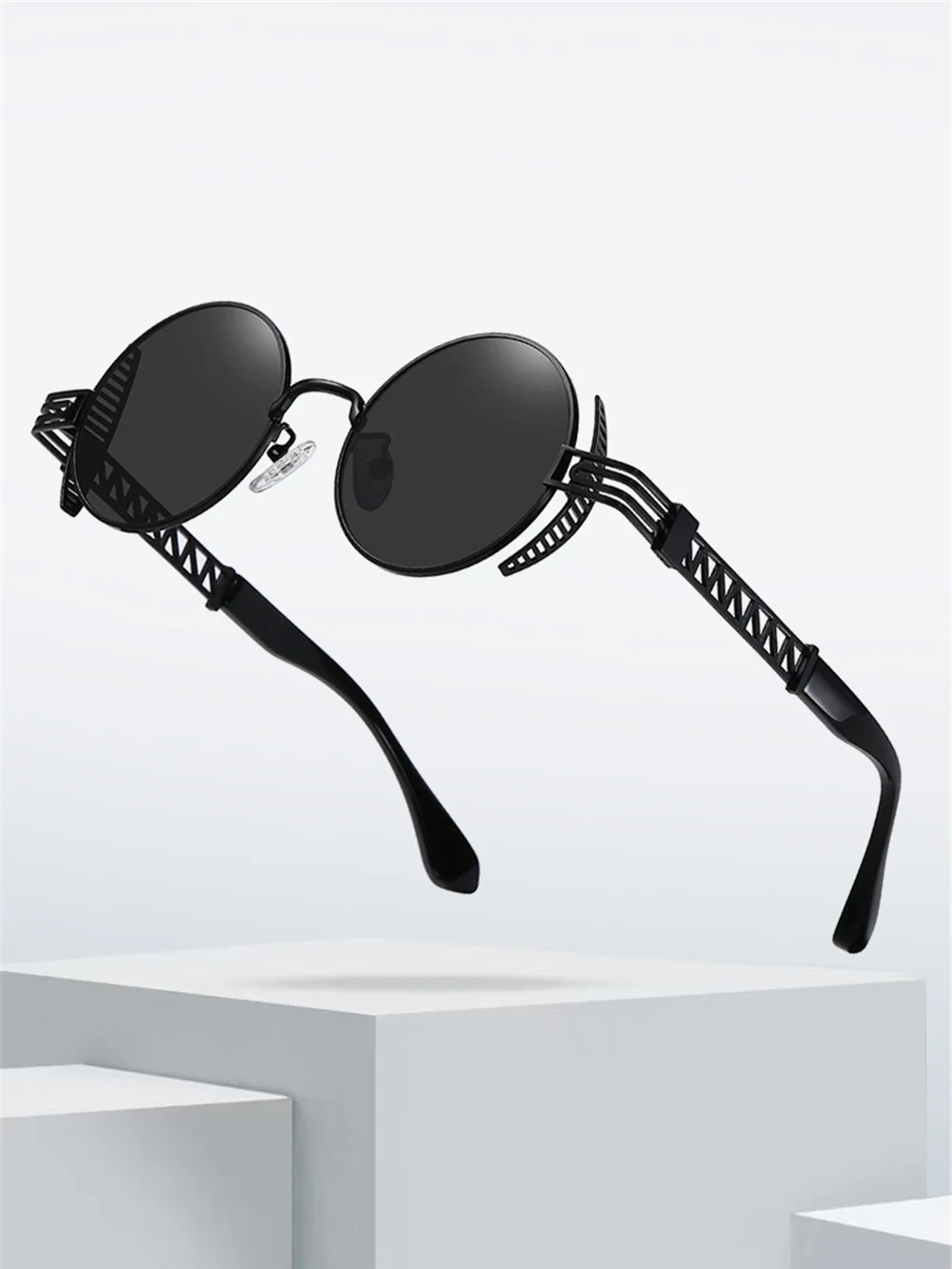 Okulary przeciwsłoneczne VIVIBEE w stylu steampunk dla mężczyzn, retro damskie metalowe akcesoria, gotyckie okulary przeciwsłoneczne UV400, lustrzane okulary punkowe, luksusowe gogle. — zdjęcie 2