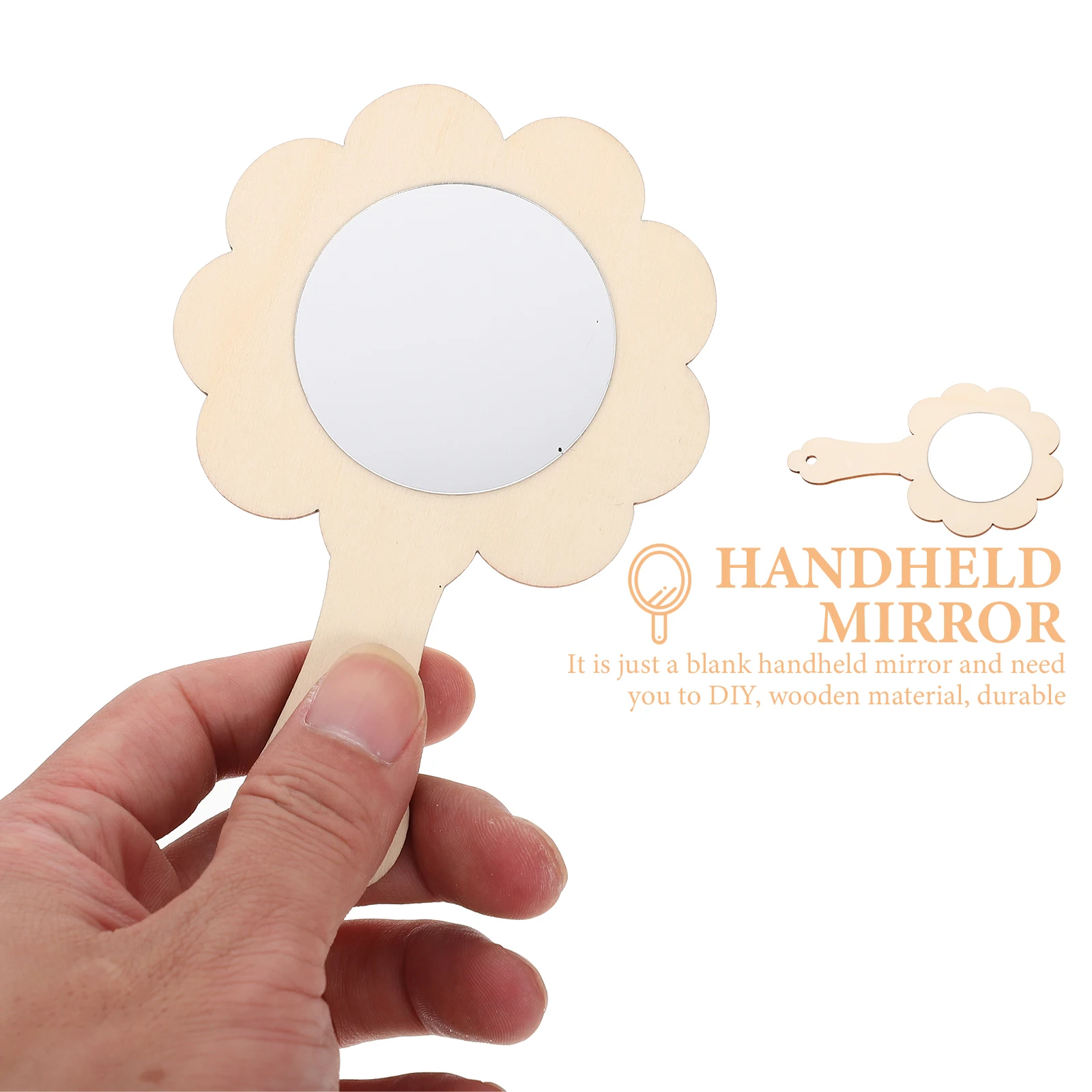10 قطعة مرآة خشبية H عقد الحرف اليدوية للأطفال لعبة تعليمية لم تنته DIY ماكياج اكسسوارات فنون مرآة المنزلية