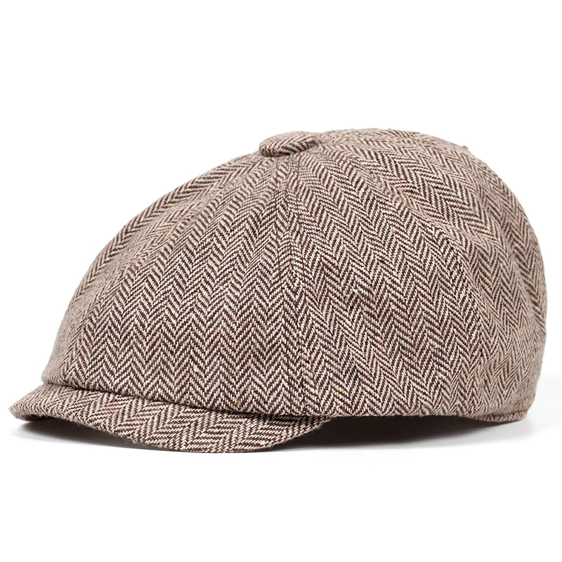 Retro Newsboy Caps für Herren, achteckige Hüte, britische Malerhüte, Herbst-Winter-Baskenmützen, Fischgrätmuster-Flatcaps, Hip-Hop-Baskenmützen, Gorras – Detail 7