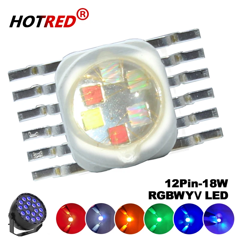 1-100PCS LED 18W RGBWYV Stage Follow Light45mil All Color 12pin For 18Watt RGBWYUV Red Green Blue White Yellow Purple Diode Chip