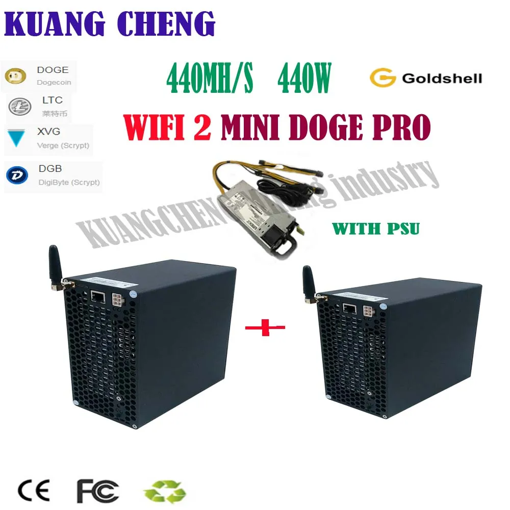 

2 units Asic Miner Goldshell Mini DOGE PRO 440M Scrypt DOGE LTC miner with 1 PSU Better than Antminer L3 L7 Innosilicon A4 A6