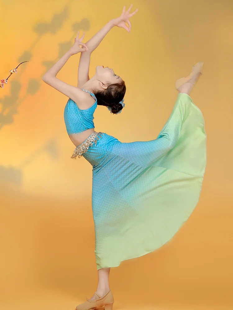 

Новые детские юбки для танцевальных выступлений в этническом стиле Дай, весенние балетные юбки, сценические костюмы из ткани