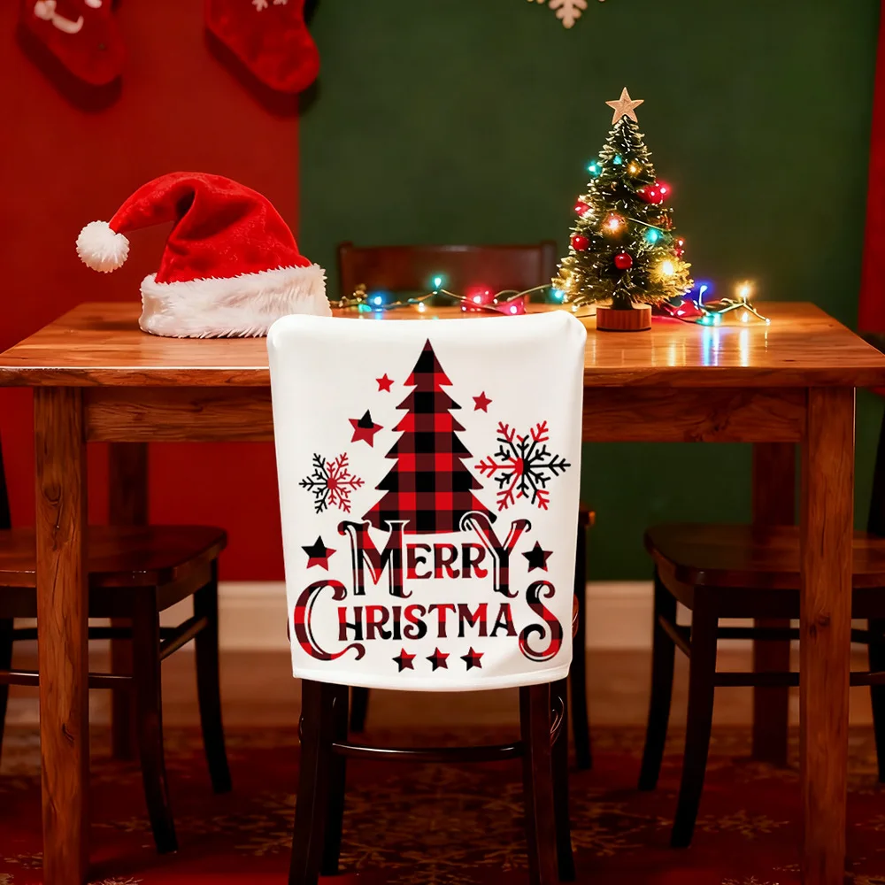 VIKAMA Cute Reindeer My First Christmas Chair Covers 2/4/6 PCS for Washable Stretch Dining Room Kitchen Holiday Party Home Decor