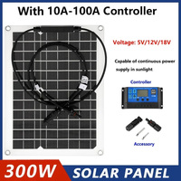 300W Solar Panel Kit 18V Solar Cells 10A-100A Controller USB Power Charging for RV Car Camping Charger Outdoor Battery Supply