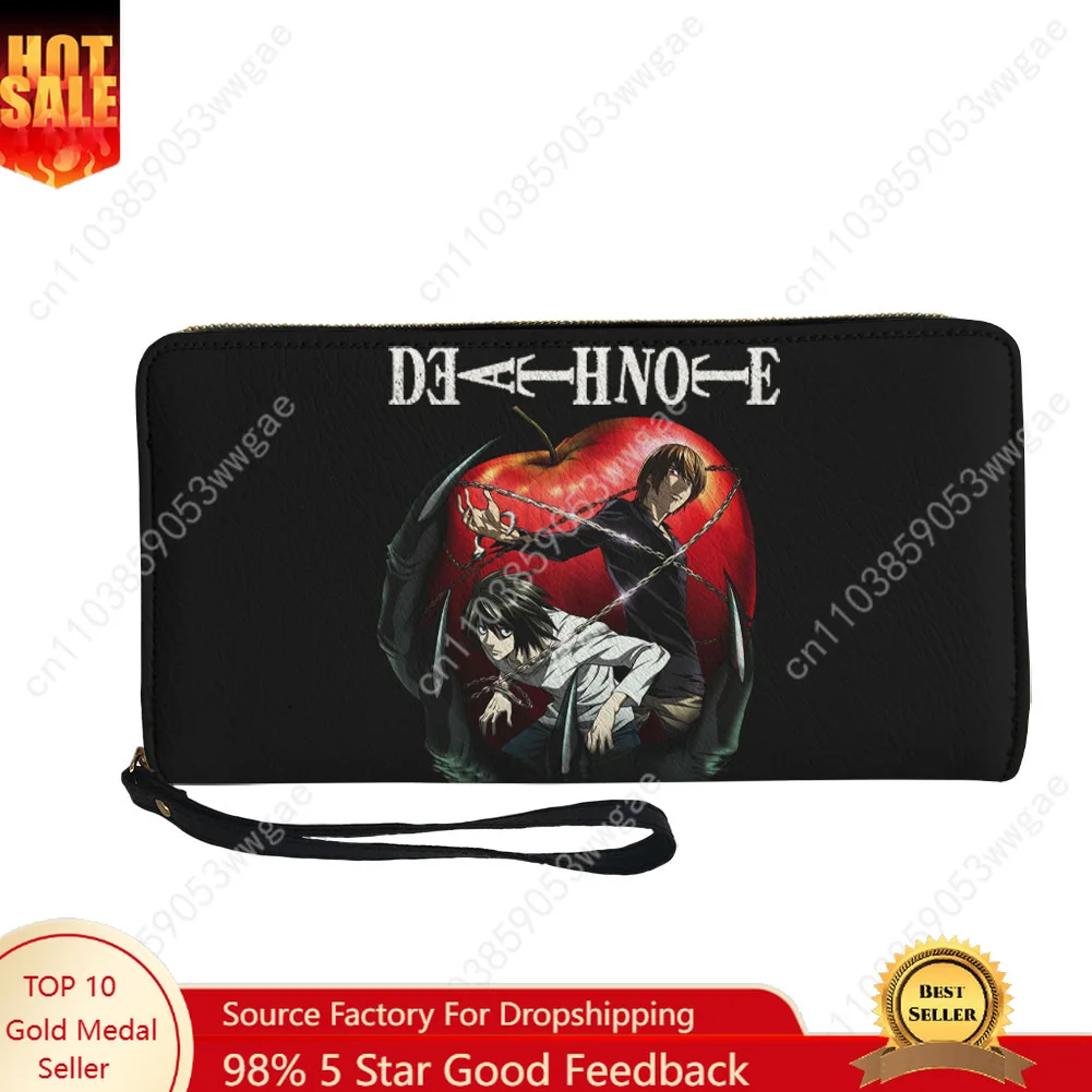 

Death Note Wallet Purse Mens Womens Teenagers Zipper Long Wallet Double Print Commuter Customized Photo Portable Wallet Gift Bag