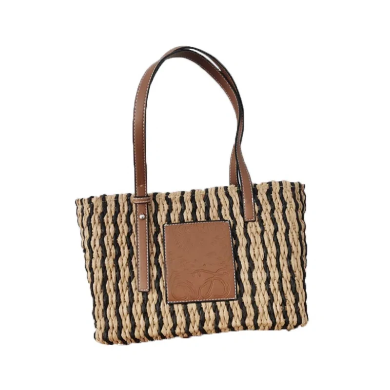 New Fashion Straw Beach Basket Bag Fashion Women Rattan Shoulder Bag Large Capacity Woven Hand-made Handbag Female Purse Totes