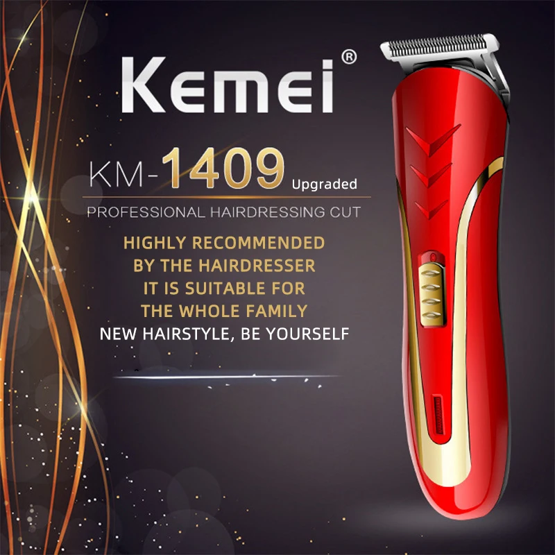 Kemei Original Professional Hair Trimmer for Men Hair Clippers for Barbers Electric Trimmer Rechargeable Cordless Shaver KM-1409