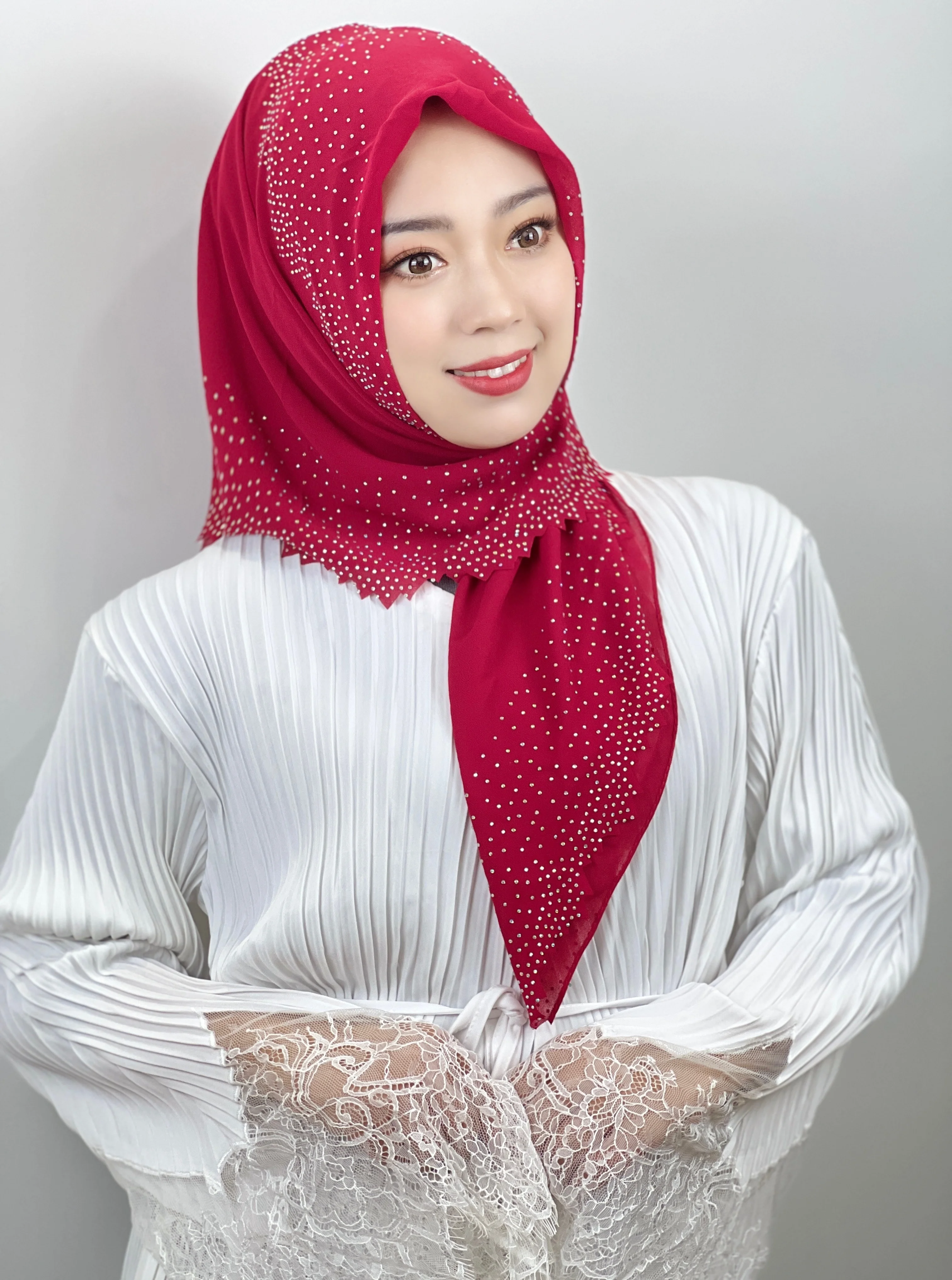 Muslim Headscarf 8 Color Quality Solid Color Square Headscarf Hijab Muslim Hijab Lady Shawl Ironed Hijab Accessories Ramadan