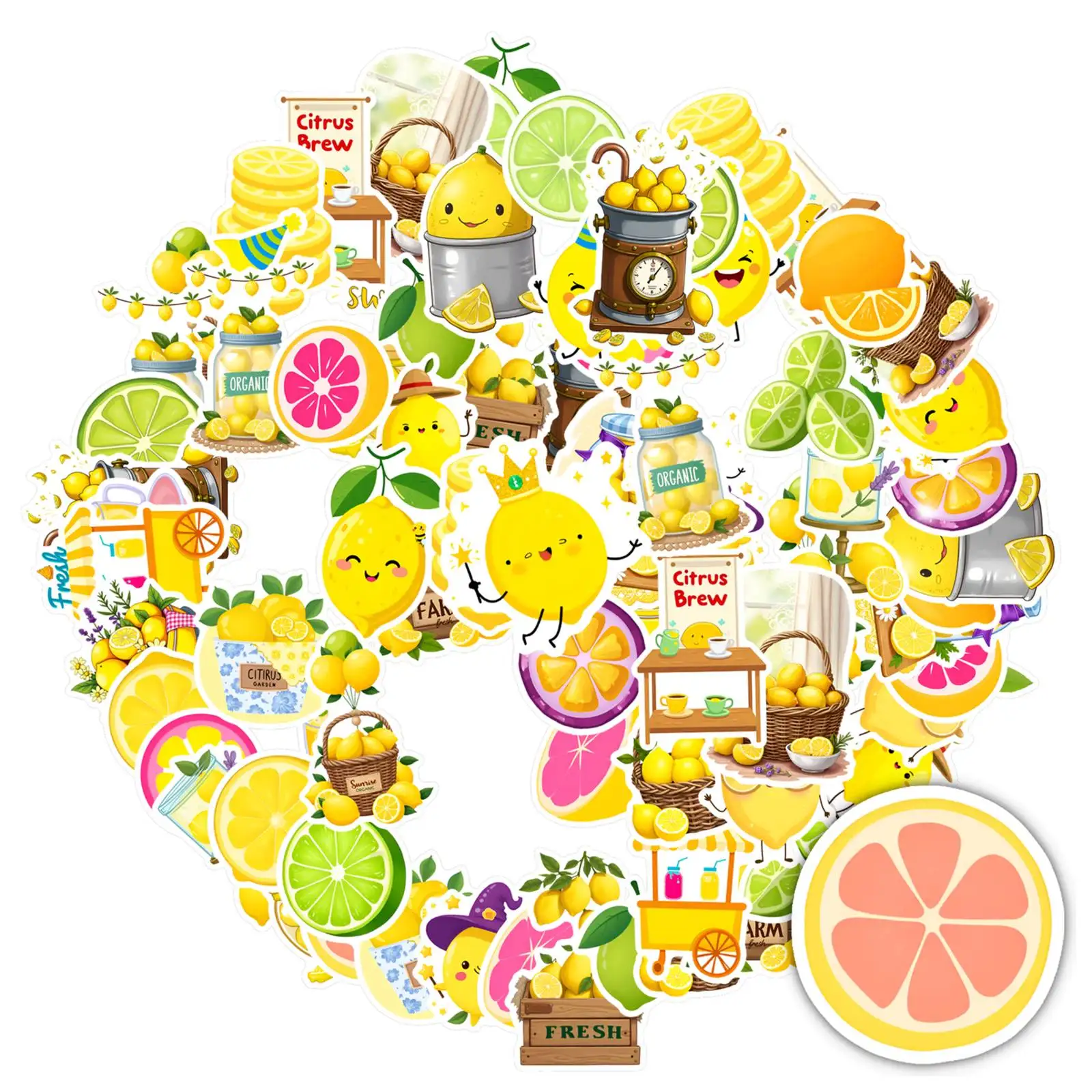 

35-50 шт. разноцветных наклеек с цитрусовыми фруктами, милые наклейки с апельсинами, канцелярские наклейки для ноутбуков, багажа, мобильных телефонов, кружек, DIY