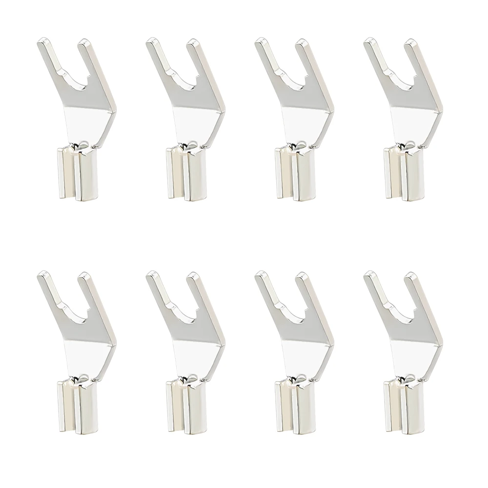 High Quality Audiocrast 8pcs Hi-end Silver plug Silver plated Spade Plug Speaker Cable Wire Connector HiFi  Silver plated spade