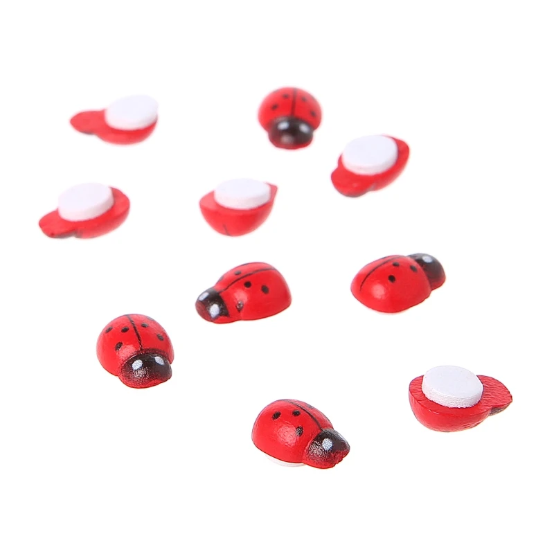 10Pcs Mini Ladybird Red Fy for Doll House Garden Decor Ornament