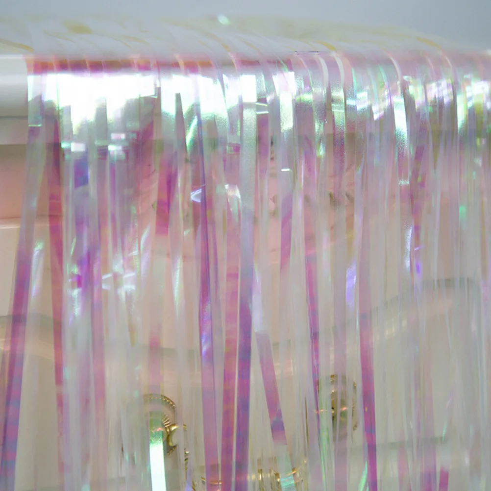 

Foil Curtains Metallic Fringe Curtains Shimmer Curtain for Birthday Wedding Party Christmas Decorations (Colorful) - 1x2M
