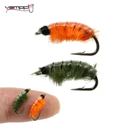 Vampfly-anzuelo de púas para pescar trucha, señuelos de pesca, 6 unidades, 12 #, naranja oliva, Scud, Nymph