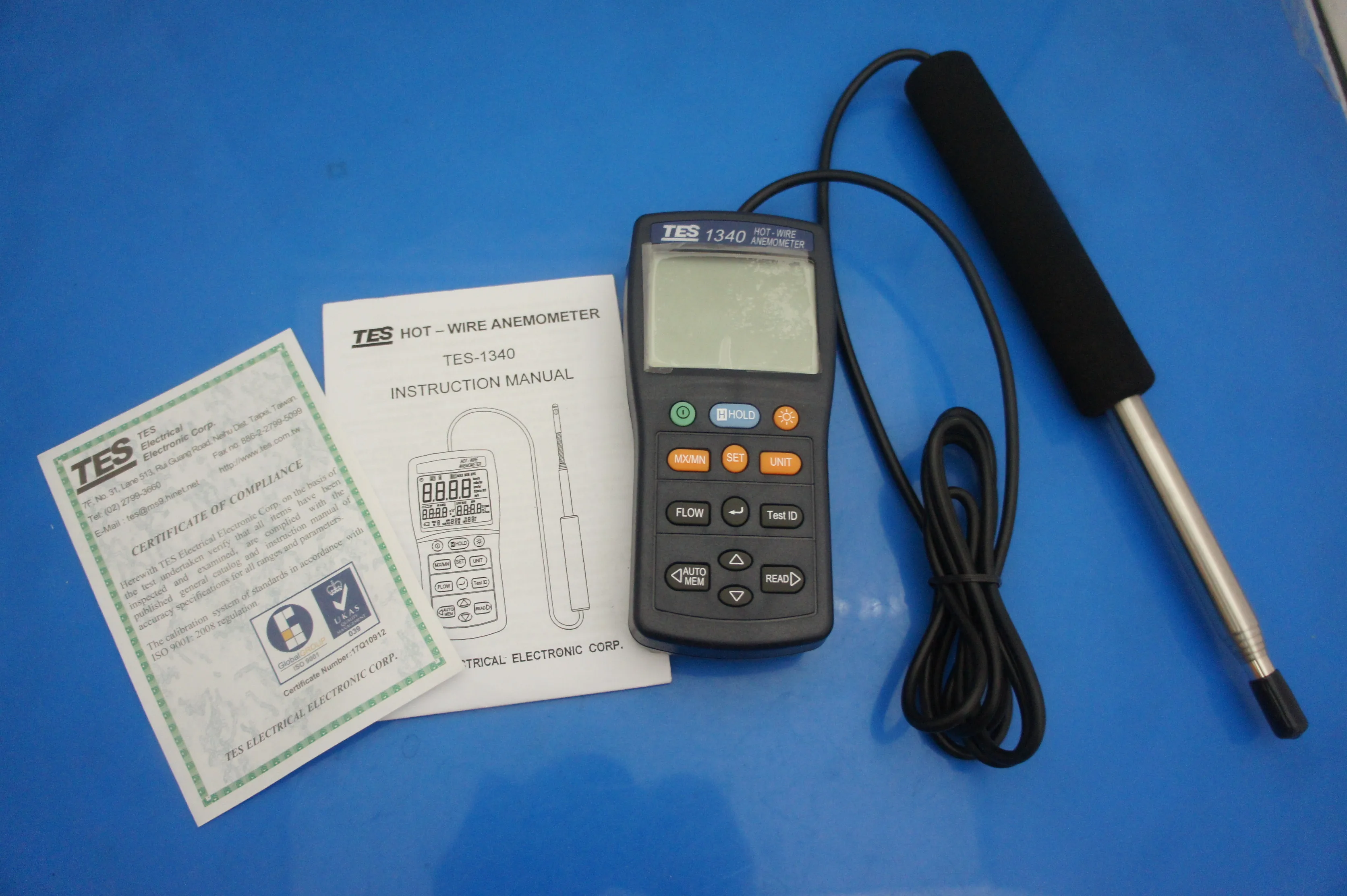 TES-1340 Hot Wire Digital Anemometer | Thermo Air Flow Wind Speed Meter High Accuracy Temperature Tester