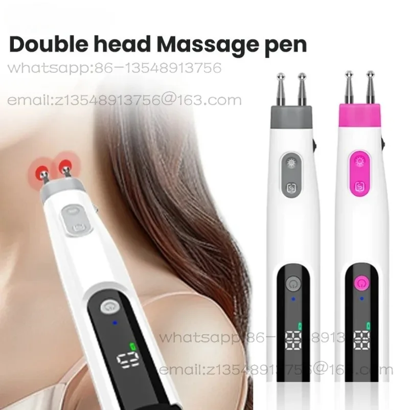 Type-C Multifunctional electric white gray double-head massage pen ,5 modes and 10 gears adjustment, suitable for neck,back