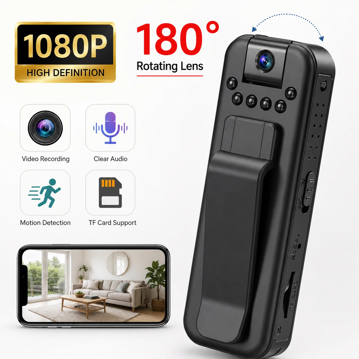 Mini caméra HD 1080P portable, petit enregistreur vidéo numérique, enregistrement en boucle, caméra de surveillance, vision nocturne, caméra corporelle