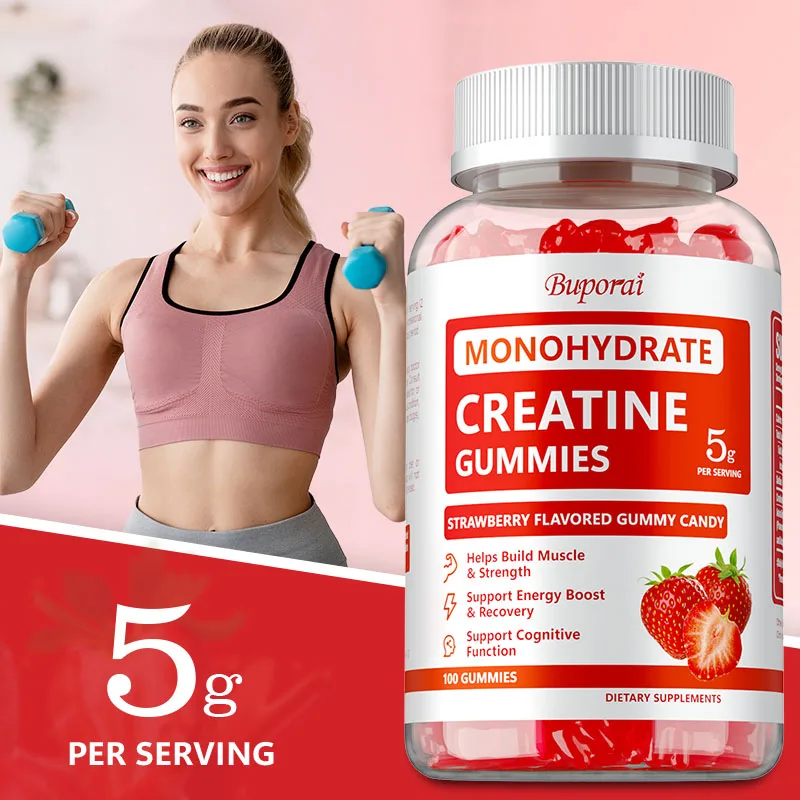 

Creatine Monohydrate Gummies - Reduces Fatigue, Helps Build Muscle and Strength, Increases Athletic Performance, Non-GMO