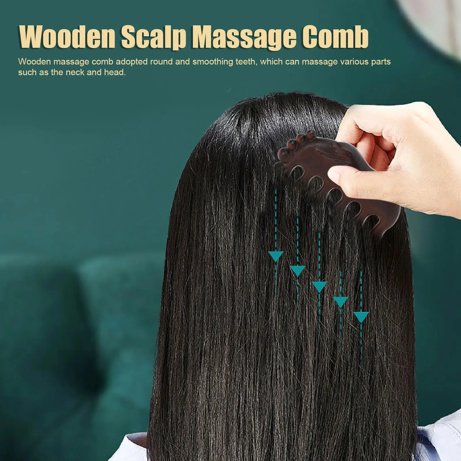 Portátil de madeira Gua Sha Comb, Ergonômico e seguro, Dentes largos para pescoço e ombro, Massagem no salão