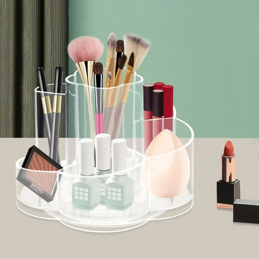 360-Degree Rotating Makeup Organizer Storage Box Large Capacity Transparent Design Makeup Brush Holder Display Case 저장 브래킷