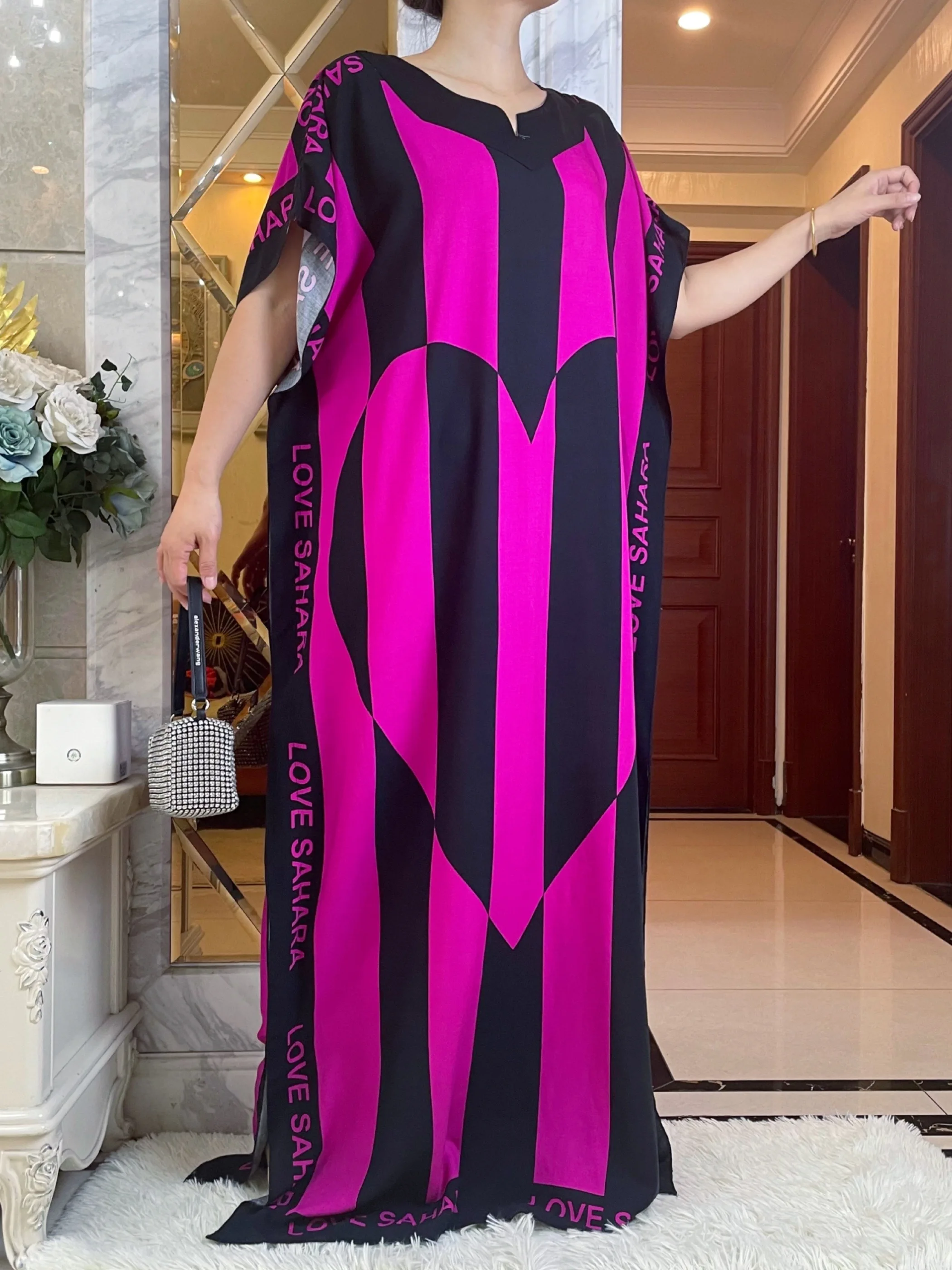 African Maxi Short Sleeve Dress With Big Scarf Women Printing Loose Robes Clothing Summer New Fashion Casual Africa Abaya