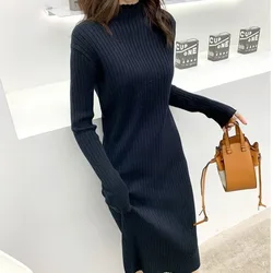 Knitted Clothes 2024 Crochet Woman Dress Dresses for Women Outfits Hot Korean Fashion Elegant and Pretty Trendy Beach Turtleneck