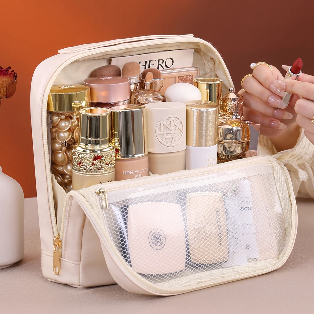Tragbare Steh-Tasche für Reisen, Wasserdichte Toilettenartikel-Aufbewahrungstasche für Kosmetikartikel, Make-up-Organizer für Frauen – Detail 9