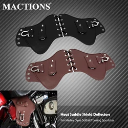 Motorcycle Universal 2pcs Heat Saddle Shield Deflectors PU Leather Black/Brown For Harley Touring Softail Dyna Sportster XL883