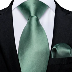 2022 New Sage Green Solid Silk cravatta da uomo Set Pocket Square gemelli 8cm di larghezza 150cm di lunghezza cravatte per uomo accessori regalo