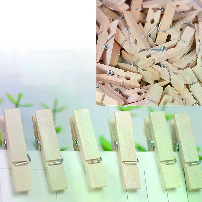 50x25MM Mini Natural Wooden Clothe Photo Paper Peg Clothespin Craft Clips Arts