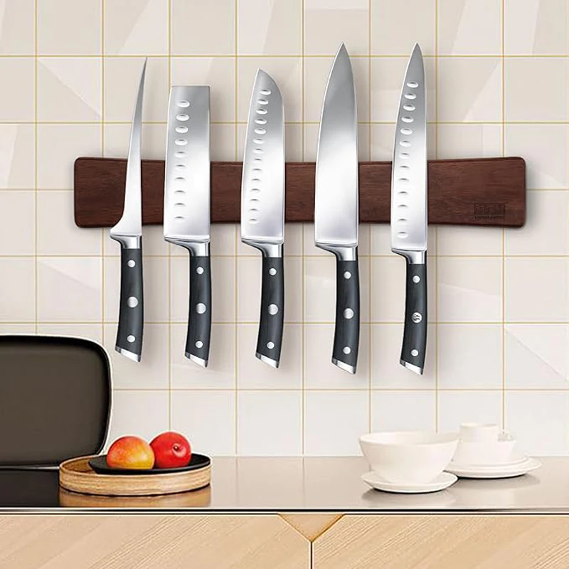 Magnetic Strips, Magnetic Knife Holder for Wall 16 Inch, Acacia Wood Knife Magnetic Strip Use as Knife Bar, Knife