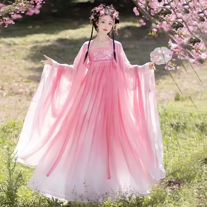 Китайский костюм Hanfu для косплея феи на Хэллоуин, градиентное розовое фиолетовое платье Hanfu, женское платье Hanfu 2025
