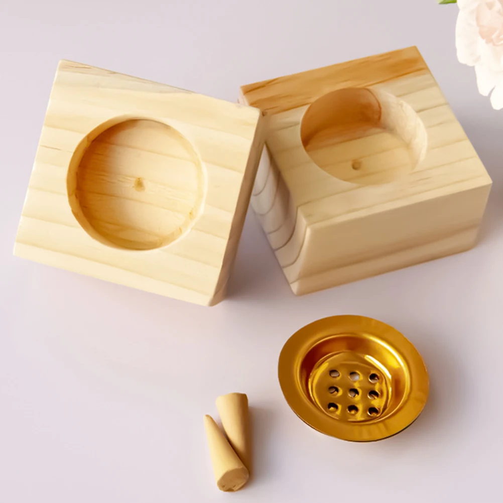 

Wooden Aromatherapy Furnace Incense Burner Home Decor Creative Censer Stove Middle East Alloy Retro Relaxing Atmosphere