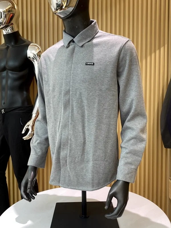   Lã de acetato masculino longo sve irt confortável deslocamento busin casual suporte ajuste botão acima calor primavera outono