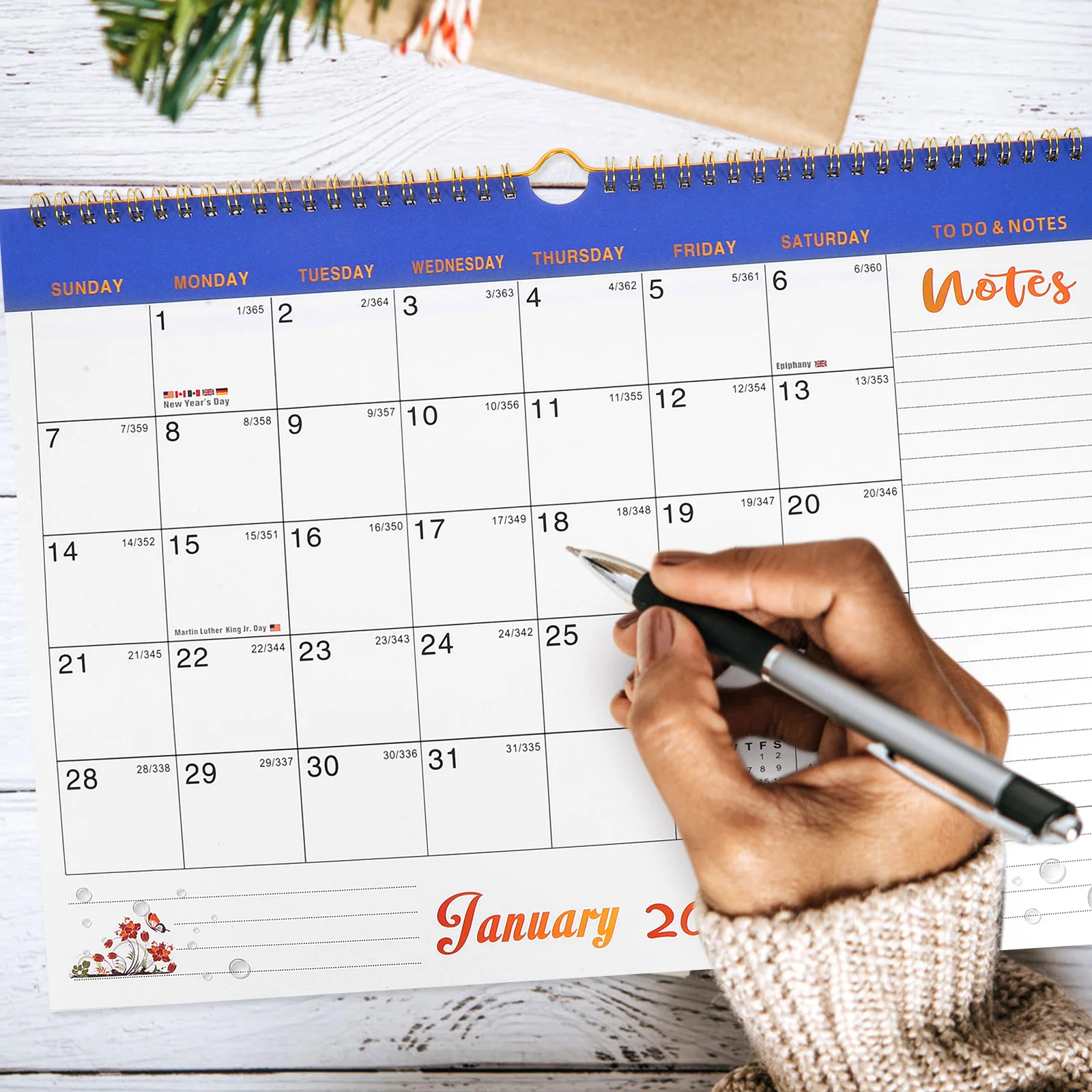 

2024 2025 English Wall Calendar Monthly Desk Planner International Holiday Home Office Supplies Clear Printed Paper Design 2024