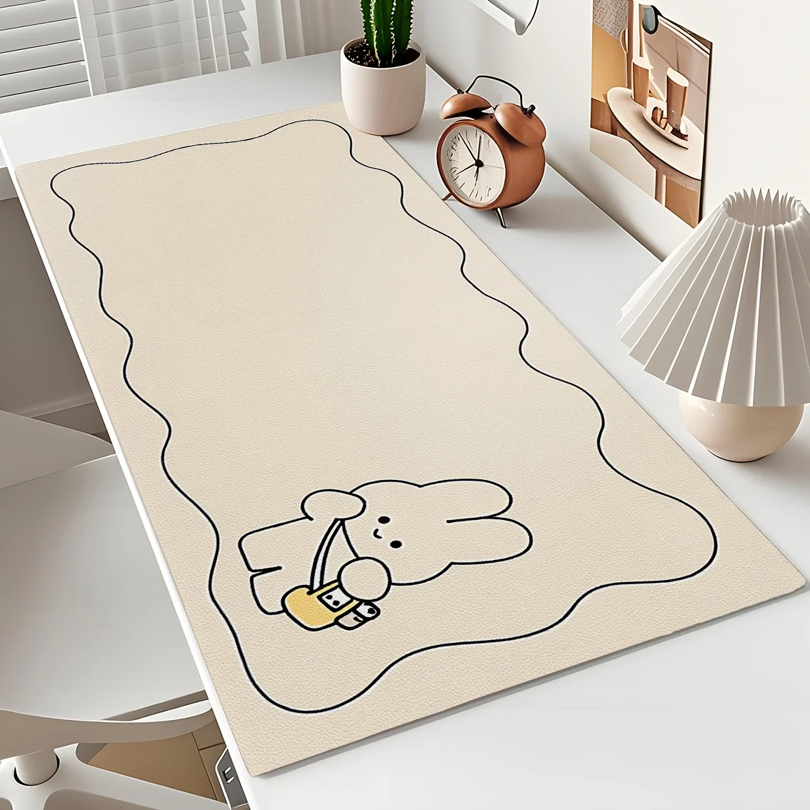 

Rabbit Pattern Rubber Extra-large Beige Gaming Mouse Pad, Large Office Decorative Mat, Non-slip Desk Mat for Laptop Keyboard