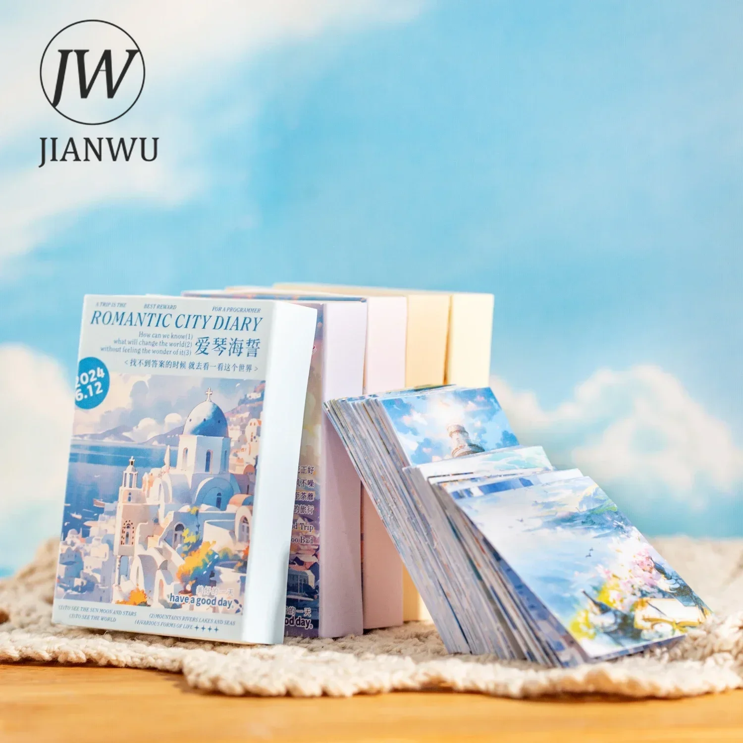 JIANWU Romantic City Diary Series Vintage Travel Landscaping Material Collage Boxed Sticker Creative DIY Journal Stationery