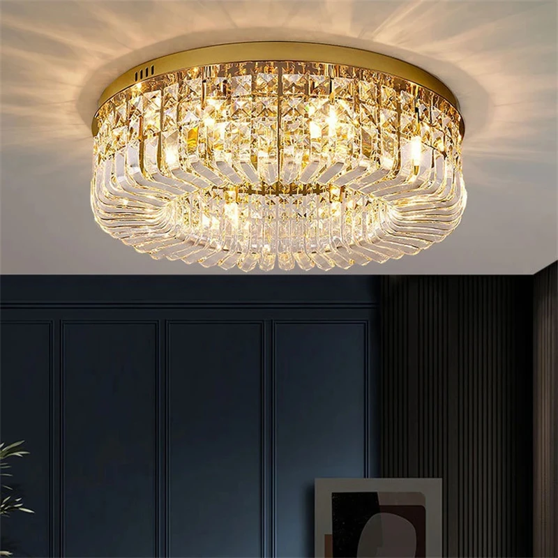 Imagem -05 - Ouro Led Ceiling Lights Crystal Room Lamp Quarto Sala de Estar Sala de Jantar Cozinha Decoração Corredor k9