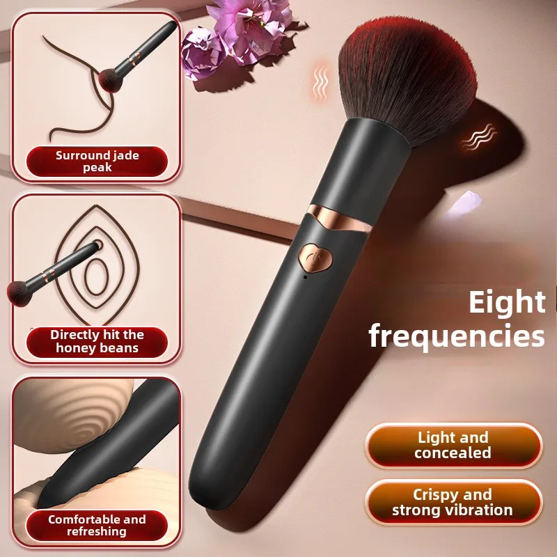 Makeup Brush Dual Head Vibrator Clitoral G-spot Massager Soft Hair Brush Orgasmic High Frequency Stimulator Waterproof Vibrator