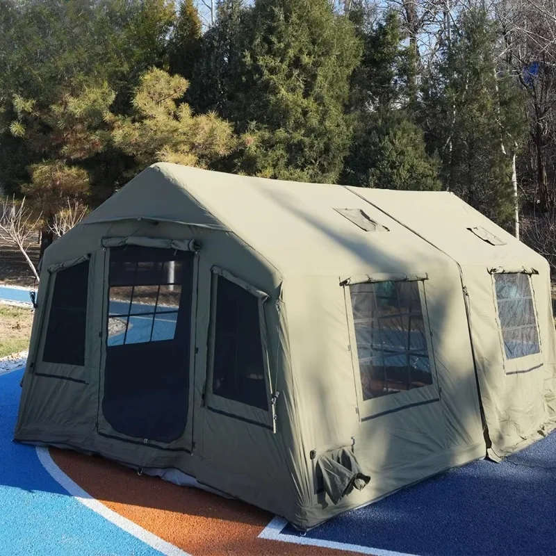 8 + 8 inflatable cotton camping tent large waterproof four-season one-bedroom living room UV-proof heavy-duty air cushion tent