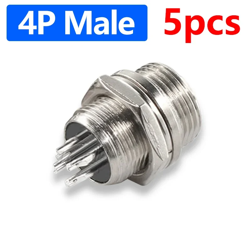 5Pcs GX12 Luftfahrt Stecker Steckdose 2/3/4/5/6/7 Pin Männlich Weiblich Panel Mount 12mm Rund Metall Draht Adapter Mutter Typ