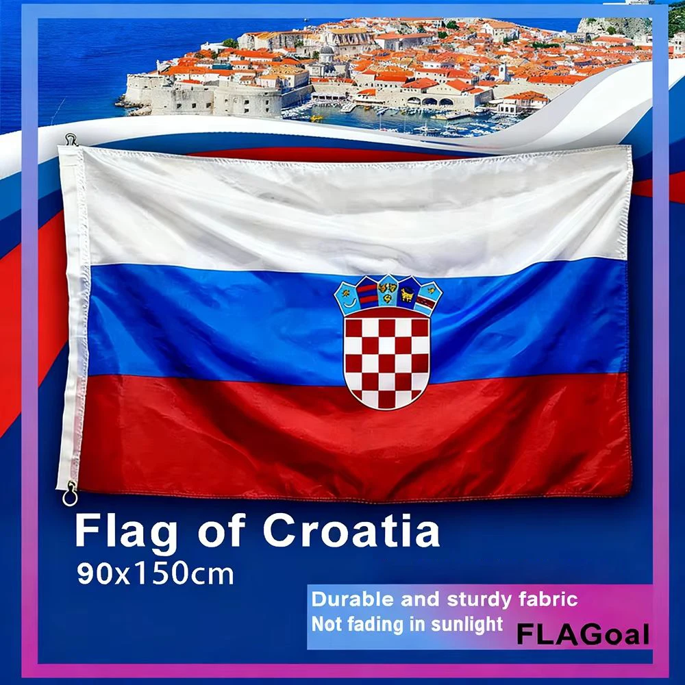 FLAGoal 3X5FT High-Quality Polyester Croatia Flag Non-Fading National Bunting for Decoration