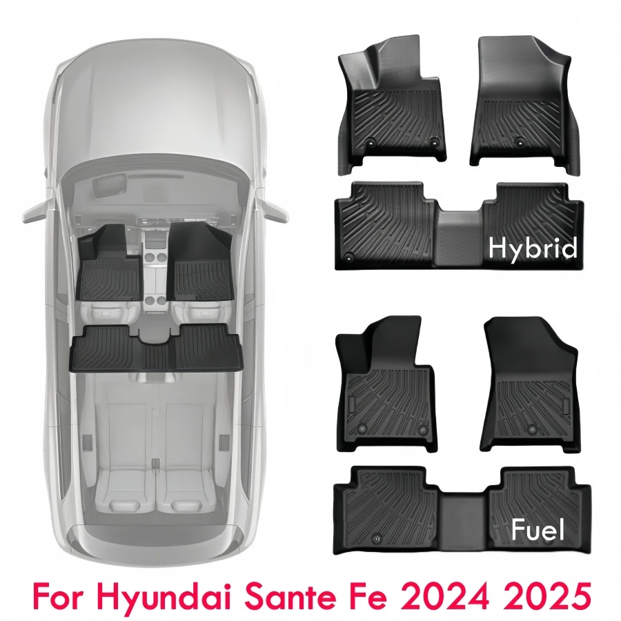 

1st & 2nd Row Floor Mats For Hyundai Sante Fe 5/6/7 Seater 2024 2025 All Weather Protection Floor Liner for Sante Fe Hybrid Fuel
